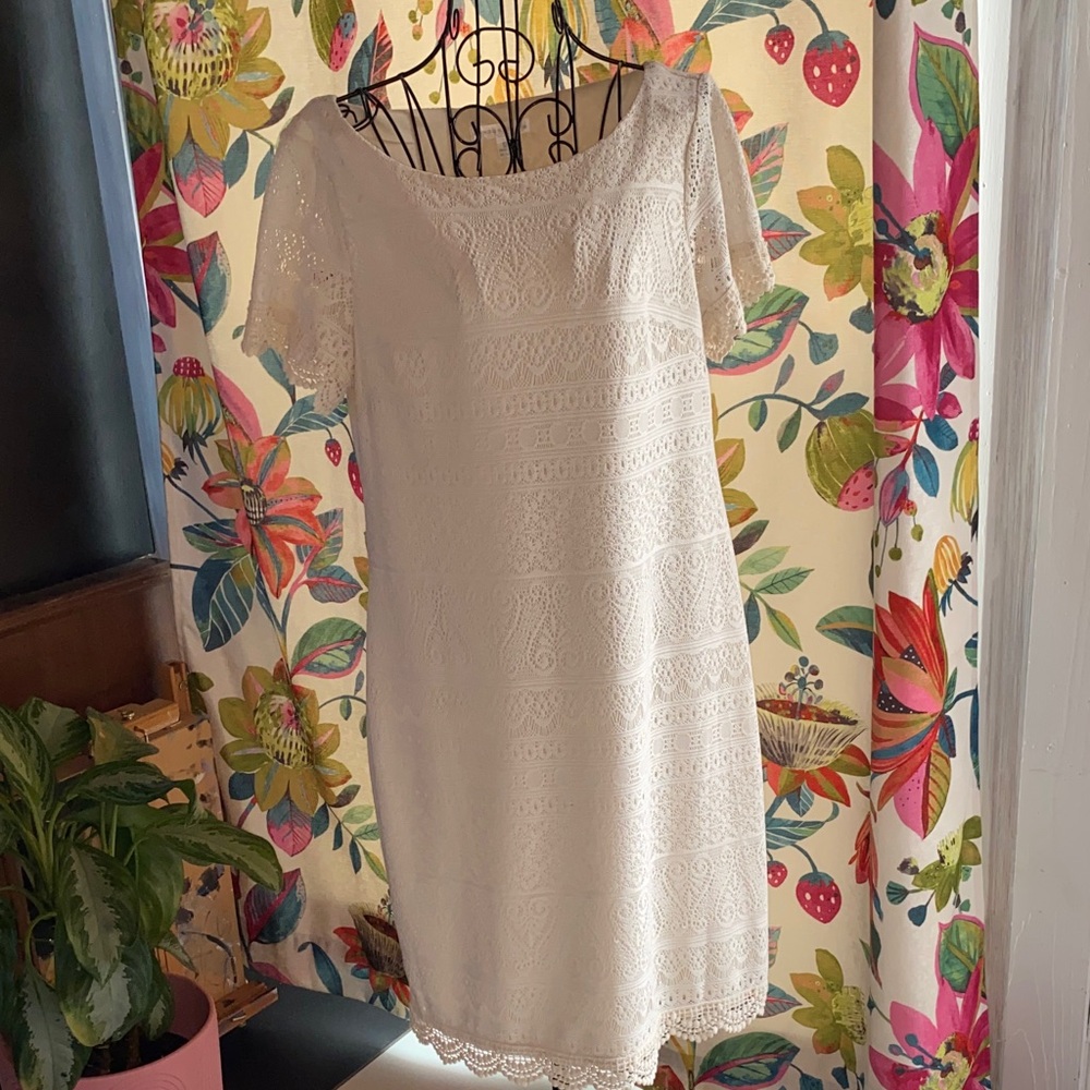 London Times Ivory Lace Midi Dress